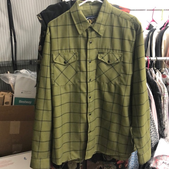 Dixxon “authentic” long sleeve button down flannel shirt with snaps men’s large - Picture 1 of 3